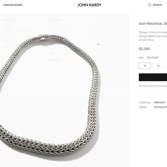 SOLD - JOHN HARDY - ICON Sterling Silver 11mm Woven Necklace - Mint! $2200 - Picture 2 of 7